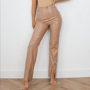 Mocha faux leather pants - brand new - Missguided